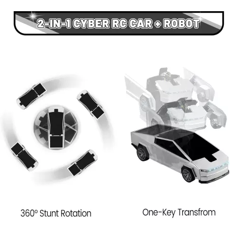 Voiture Télécommandée Transformer Cyber 2.4Ghz Déformation 360° Drift RC Robot Camion Jouet Enfant 4+ ans