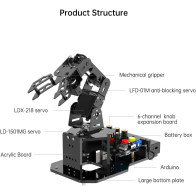 Robotic Arm Arduino 5DOF AI STEM Kit | Open Source Robotics Set