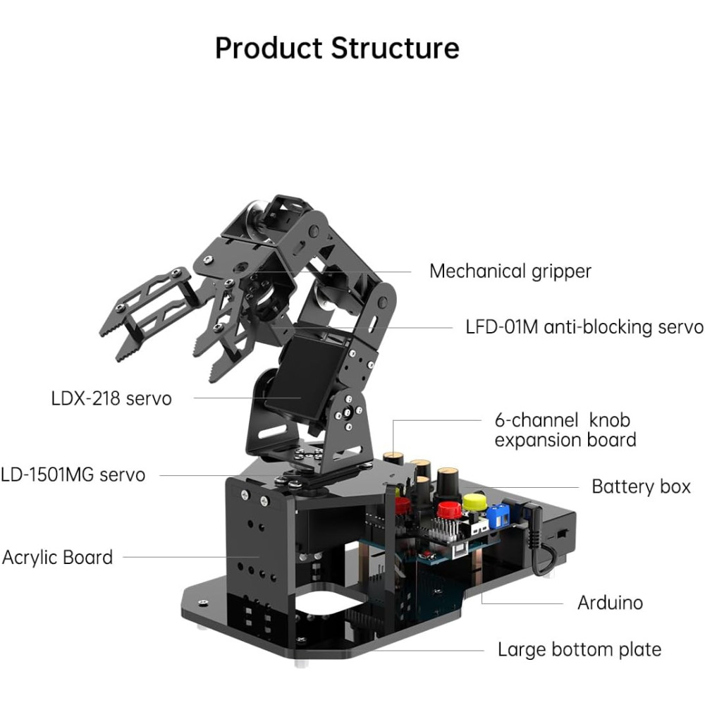 Robotic Arm Arduino 5DOF AI STEM Kit | Open Source Robotics Set