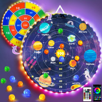 2-in-1 29 LED Dart Board with 12 Sticky Balls & APP Control for Kids