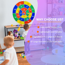 2-in-1 29 LED Dart Board with 12 Sticky Balls & APP Control for Kids