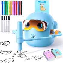 Montessori Drawing Robot for Kids with 16 Pens, 100 Cards & Music