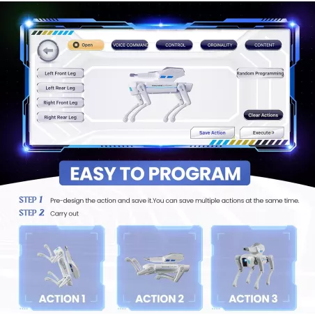 Chien Robot Intelligent pour Enfants, Interaction STEM, Télécommande, App, 30+ Actions, Cadeau 6+ ans