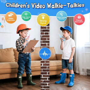 Talkie Walkie Vidéo Enfants Rechargeable 2 Pack Bleu/Rose