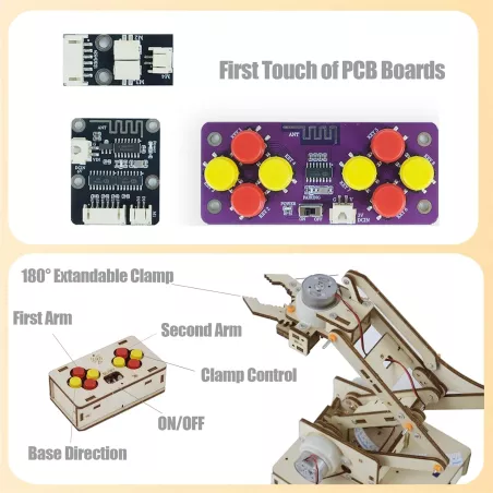 Kit de bras robotique STEM pour enfants et adolescents 8-16+ ans - Jouets éducatifs DIY ingénierie et science