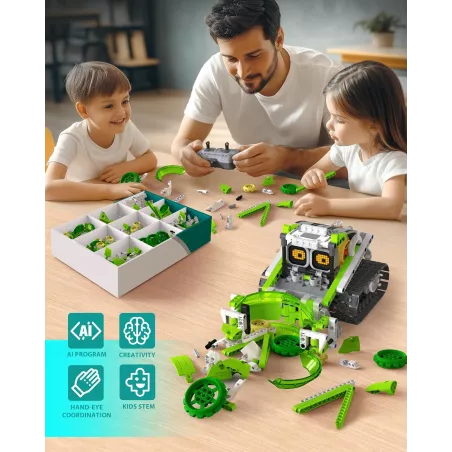 Jeu de Construction Robot IA 5-en-1, 478 Pièces, Contrôle APP & Télécommande, Cadeau Éducatif STEM 6-12 Ans