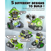 5in1 STEM AI Robot Building Set 478Pcs with APP & Remote Control for Kids