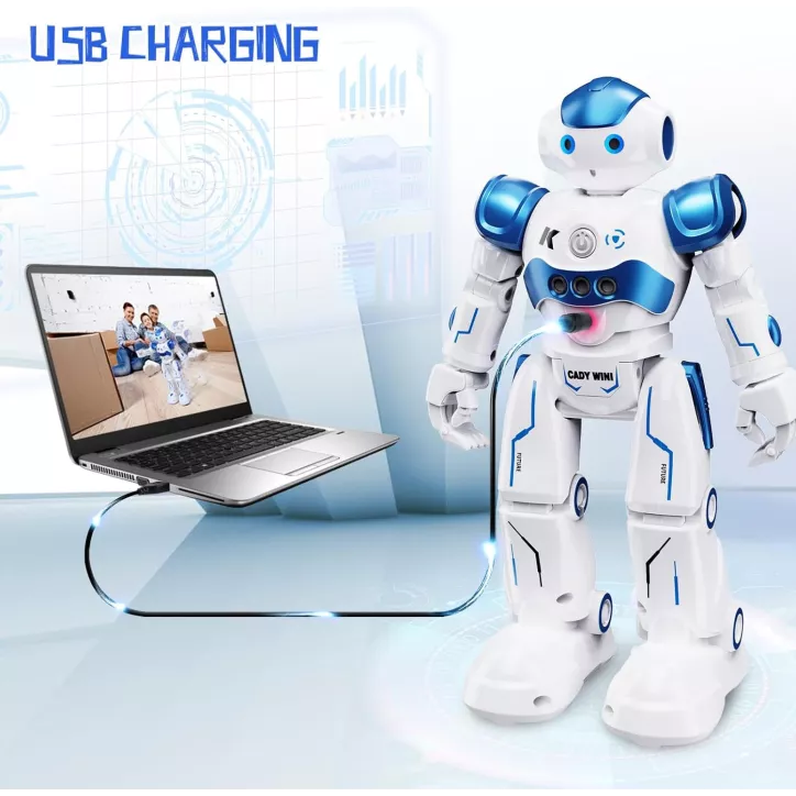 SGILE Robot Télécommandé Programmable à Détection de Geste Rechargeable pour Enfants 3-12 Ans, Bleu