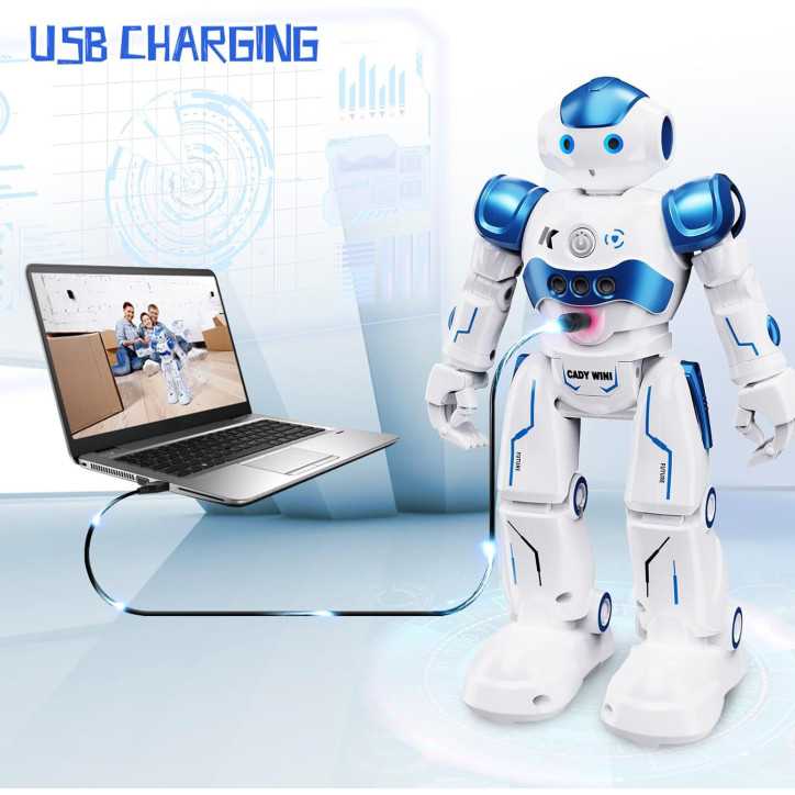 SGILE Robot Télécommandé Programmable à Détection de Geste Rechargeable pour Enfants 3-12 Ans, Bleu