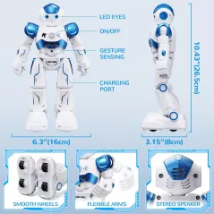 SGILE Robot Télécommandé Programmable à Détection de Geste Rechargeable pour Enfants 3-12 Ans, Bleu