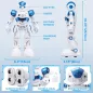 SGILE Robot Télécommandé Programmable à Détection de Geste Rechargeable pour Enfants 3-12 Ans, Bleu