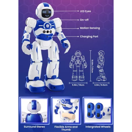 Robot programmable télécommandé pour enfants 4-10 ans - danse, gestes et capteurs, cadeau anniversaire