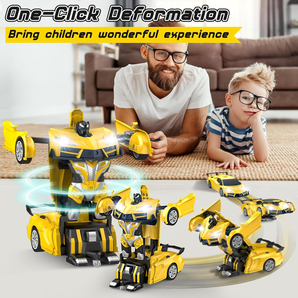 Transform RC Cars for Boys 3-8 | One-Button, 360° Spin, Flashing Lights