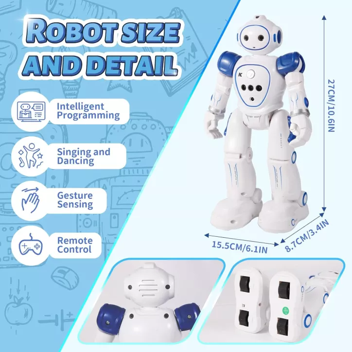 Robot jouet programmable pour enfants 3-9 ans avec télécommande sans fil, danse et chant