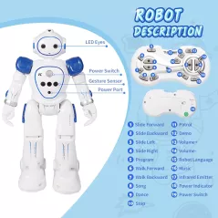 Robot Jouet Enfant Télécommande Sans Fil Programmable 3-9 Ans