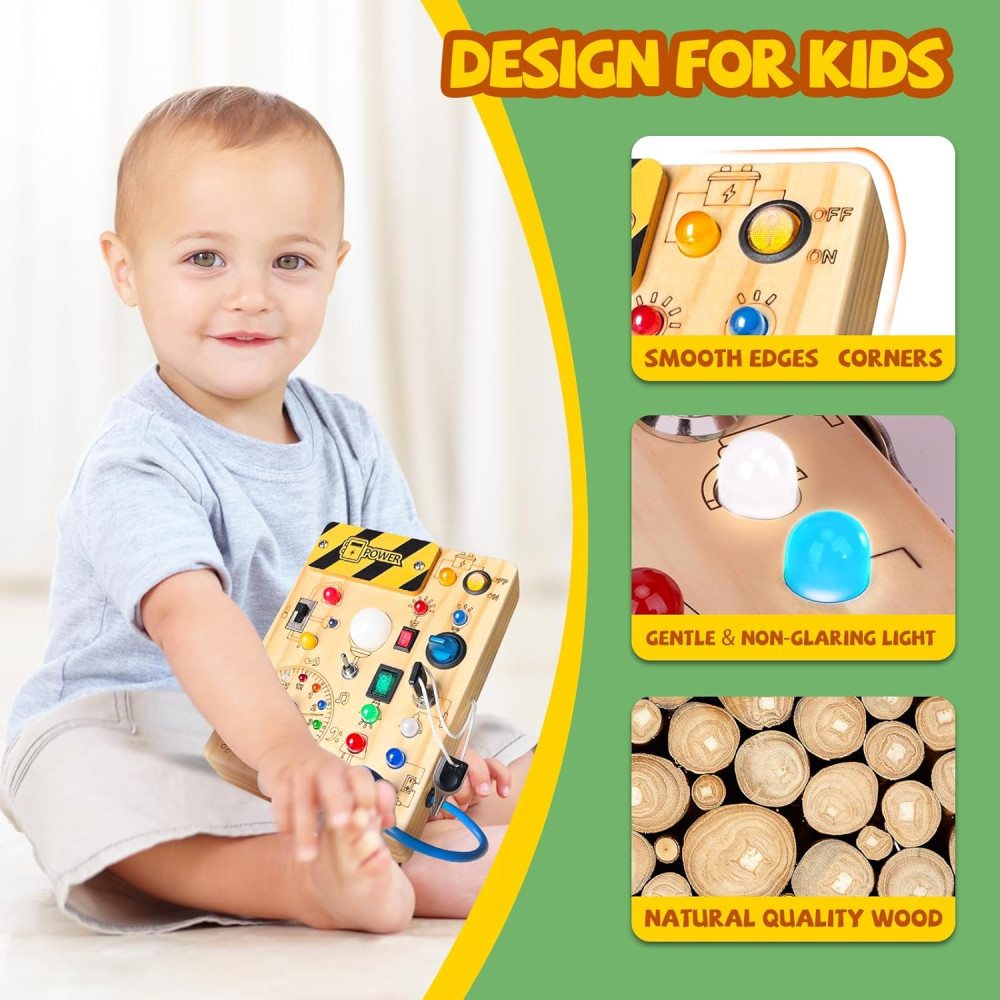 Busy Board Montessori Toy for Toddlers 1-3 Years | Yellow Medium