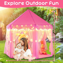 Monobeach Princess Castle Play Tent with Star Lights for Kids – 55x53