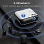 Projecteur HAPPRUN 1080P Bluetooth Full HD Portable avec Haut-parleur Intégré, Compatible Smartphone, HDMI, USB, PS5