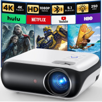 HAPPRUN 1080P Bluetooth Projector - Portable Full HD Outdoor Movie Player