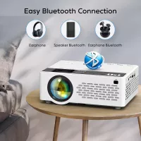 Projecteur portable TMY 1080P Full HD Bluetooth, compatible TV Stick, Smartphone, HDMI, USB, intérieur et extérieur