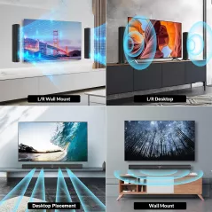 Barre de son Bluetooth 2 en 1 TV/PC/Gaming avec ARC & AUX