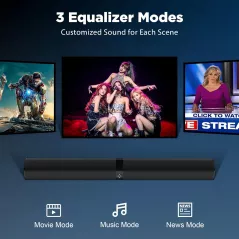 Barre de son Bluetooth 2 en 1 TV/PC/Gaming avec ARC & AUX