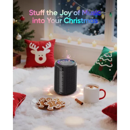 Enceinte Bluetooth Portable avec Lumières, Son Puissant, Étanche IPX5, BT 5.3, Autonomie Longue, Cadeaux