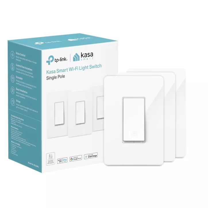 Kasa Smart Light Switch HS200P3, câble neutre requis, Wi-Fi 2.4GHz, compatible Alexa/Google, blanc