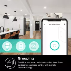 Kasa Smart Light Switch HS200P3, câble neutre requis, Wi-Fi 2.4GHz, compatible Alexa/Google, blanc