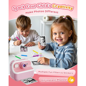 Instant Dual Selfie Kids Camera with 1080P Video – Perfect Gift Ages 3-12