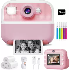 Caméra Instantanée Enfants 1080P Double Selfie Cadeau Idéal