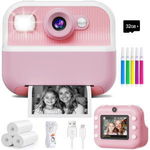 Caméra Instantanée Enfants 1080P Double Selfie Cadeau Idéal