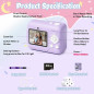 Kids 1080P Instant Print Camera with 32GB SD Card & Printing Paper - Portable Purple Gift for Ages 4-10