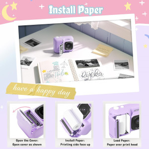 Kids Camera 1080P Instant Print for Kids with 32GB Card & Paper - Purple