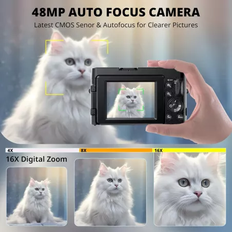 Appareil Photo 4K 48MP Vlogging 2024 avec Écran 180° et Zoom