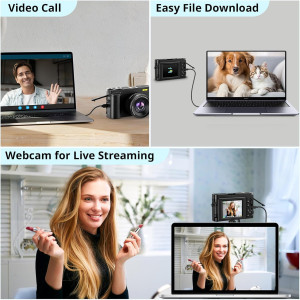 Appareil Photo 4K 48MP Vlogging 2024 avec Écran 180° et Zoom