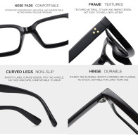 EYLRIM Classic Thick Square Frame Clear Lens Glasses for Men & Women