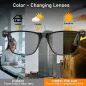 Lunettes Intelligentes AI Traduction Bluetooth Chat GPT 164 Langues, Verres Changeants, Casque Audio