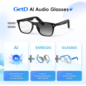 Lunettes AI GetD à Traduction 147 Langues & Musique 11H