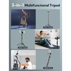 USKEYVISION Trépied Auto Suivi Visage 360°, Selfie Stick iPhone avec Lumière + Télécommande, 70”