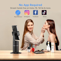 Support Téléphone Auto Suivi Visage 360° Sans Application Noir