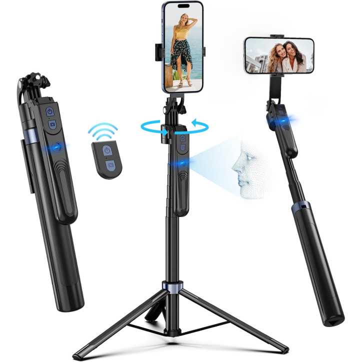 Auto Face Tracking 360° Rotation Tripod Stand for Android & iPhone with Remote, Gesture Control, No App Needed