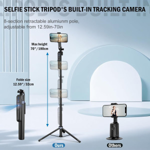 Auto Face Tracking Tripod 360° Rotation with Remote for iPhone & Android