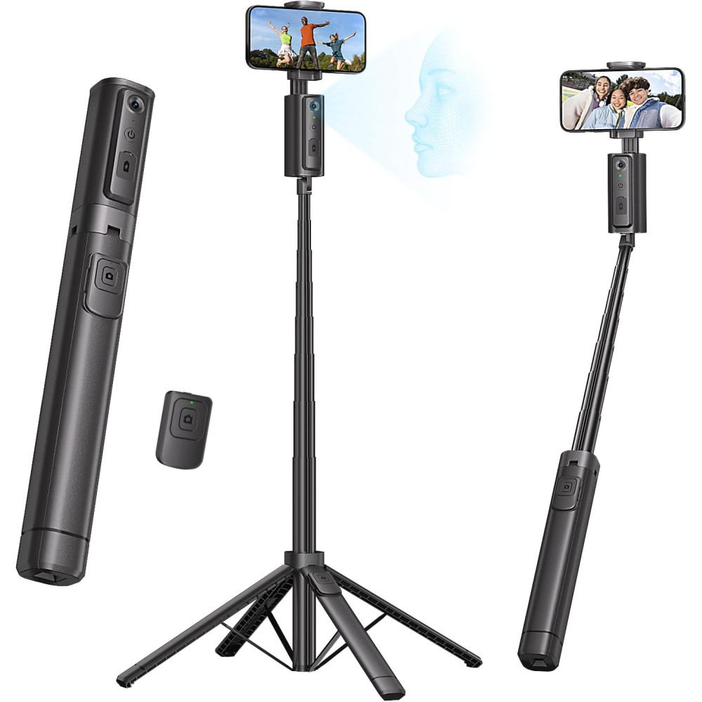 Auto Face Tracking Tripod 67'' for iPhone with 360° Rotation & Bluetooth Remote