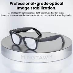 Mingtawn Lunettes Intelligentes AI 4K HD, Appels BT, Caméra Anti-Tremblement 800W, Traduction GPT, Bleu