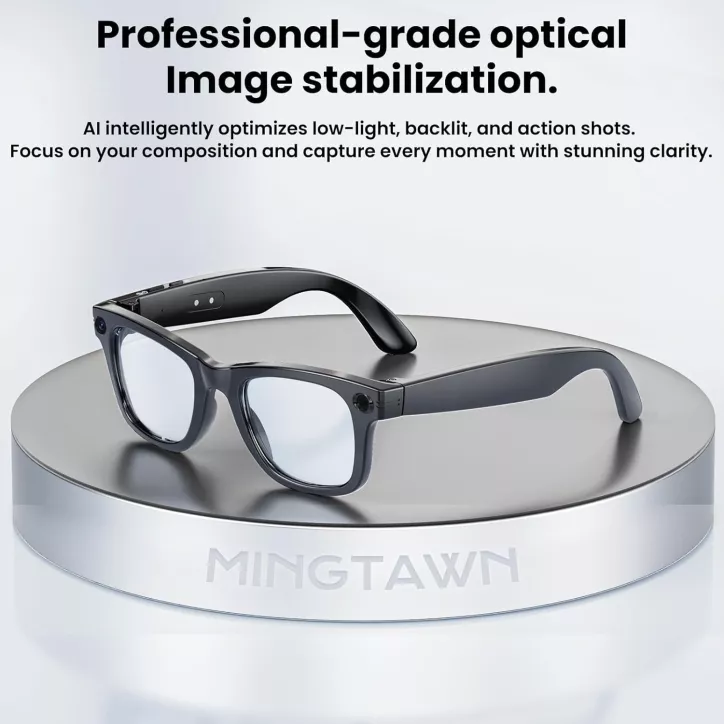 Mingtawn Lunettes Intelligentes AI 4K HD, Appels BT, Caméra Anti-Tremblement 800W, Traduction GPT, Bleu