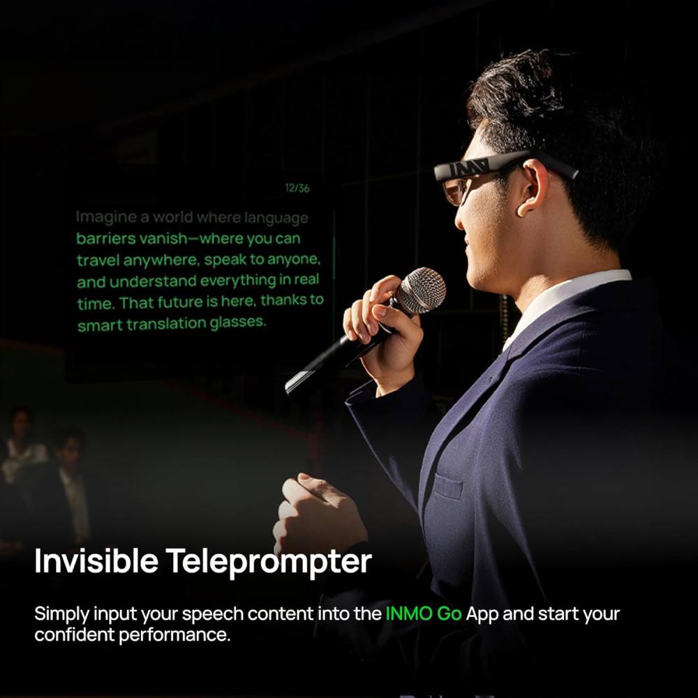 inmo GO Lunettes AR – Téléprompteur et Traduction AI en 11 Langues