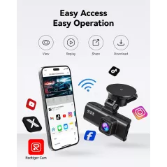Caméra Dash REDTIGER 4K Avant-Arrière avec GPS et Wi-Fi