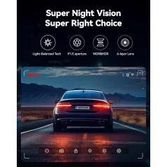 REDTIGER Dash Cam Front Rear 4K/2.5K Full HD, Carte 32GB, Wi-Fi GPS, Écran 3.16, Vision Nuit, 170° Angle