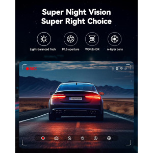 Caméra Dash REDTIGER 4K Avant-Arrière avec GPS et Wi-Fi